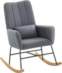 Brius Fotoliu balansoar brate cadru otel fleece picioare lemn, 136 kg maxim, unghi 105 grade, gri (EZ-LYY500G01)