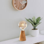 Opviq Elegáns asztali lámpa gyertyán testtel, 10 x 10 cm, magasság 15 cm | E27 Socket Max 40W, 150 cm Kábel | Stílusos fa színes dizájn, tökéletes vidéki és modern dekorációhoz, IP20 besorolás (521SHN2218)