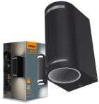 Videx Justin oldalfalra helyezhető fekete IP54-es védettségű kültéri lámpatest 2x GU10-es foglalattal (5834)