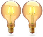 Innr LED lámpa , égő , INNR , izzószál hatás , filament , 2 x E27 , G105 , 2 x 4.2W , borostyán sárga , meleg fehér , dimmelhető , Philips Hue kompatibilis (RF 261-2)