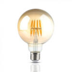 V-TAC LED lámpa , égő , izzószálas hatás , filament , gömb , E27 foglalat , G95 , 8 Watt , meleg fehér , borostyán sárga (217145)