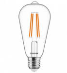 Toshiba LED lámpa , égő , izzószálás hatás , filament , E27 foglalat , ST64 , 7 Watt , meleg fehér , TOSHIBA , 5 év garancia (DELS-STW400767AE11)