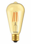 Toshiba LED lámpa , égő , izzószálás hatás , filament , E27 foglalat , ST64 , 4.5 Watt , meleg fehér , borostyán sárga , TOSHIBA , 5 év garancia (DELS-STA44P567AF11)