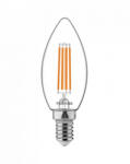 Toshiba LED lámpa , égő , izzószálás hatás , filament , gyertya , E14 foglalat , 4.5 Watt , meleg fehér , TOSHIBA , 5 év garancia (DELS-FCW44P514AF11)