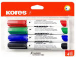 Kores Tábla- és flipchart marker készlet, 3 mm, kúpos, KORES "ECO K-Marker XW1", 4 különböző szín (IK20724) - onlinepapirbolt