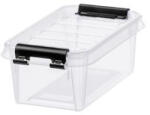 SMARTSTORE Műanyag tárolódoboz, 0, 3 liter, fekete fogantyúkkal, SMARTSTORE "Classic 0, 5", átlátszó (CSDSMART23) - onlinepapirbolt