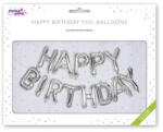 PUKKA PAD Léggömb, 40 cm, PUKKA PAD "Happy Birthday", ezüst (PUPL066) - onlinepapirbolt