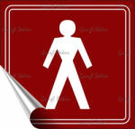  Információs matrica, 8, 7x8, 3 cm, toalett, férfi szimbólum, burgundi vörös/fehér (LUIN079) - onlinepapirbolt