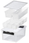 SMARTSTORE Műanyag tárolódoboz, fekete fogantyúkkal, 7 rekeszes, SMARTSTORE "Classic 15", átlátszó (CSDSMART43) - onlinepapirbolt