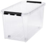 SMARTSTORE Műanyag tárolódoboz, 70 liter, fekete fogantyúkkal, SMARTSTORE "Classic 70", átlátszó (CSDSMART49) - onlinepapirbolt