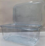  Ételtároló doboz, egybefedeles, újrahasznosított műanyag, szögletes, 1000 ml, 100 db, "Party", víztiszta (KHMU294)