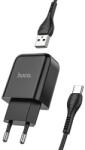 hoco. hálózati töltő USB A + kábel USB A to Type C 2.1A N2, fekete