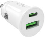 PURO Pro Lite autós töltő 1x USB-A + 1x USB-C Power Delivery 20W, fehér