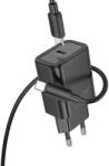 hoco. hálózati töltő Type C + kábel Type C to Lightning PD QC 30W N62, fekete