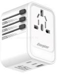Energizer ETC450 univerzális csatlakozású (EU, UK, US, AU) utazó adapter és PD gyorstöltő max. 45W töltési teljesítménnyel (ENERGIZER_ENE813214) (ENERGIZER_ENE813214)