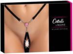 Cottelli Collection - nyitott string tanga csillogó kővel - fekete (S-L) (23229001101) - szexaruhaz