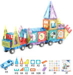 Mamido Set constructie magnetica colorata trenulet, masinute 75 piese MT1591 Jucarii de constructii magnetice