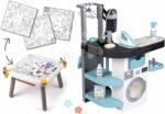 Smoby Set spălătorie cu mașină de spălat cu încărcare frontală și măsuță creativă Rowenta Wash&Clean Laundry Smoby cu imagini de format mare și un aspirator electronic (SM330320-25)