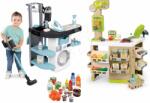 Smoby Set spălătorie cu mașină de spălat cu încărcare frontală și magazin Bio Rowenta Wash&Clean Laundry Smoby cu aspirator electronic cu sunete și alimente (SM330320-20)