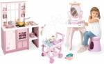 Smoby Set bucătărie electronică și măsuță cosmetică Loft Fleur Pink 360° Smoby cu paste magice și cărucior de servit (SM312602-2) Bucatarie copii