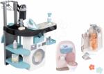 Smoby Set spălătorie cu mașină de spălat cu încărcare frontală și baie pentru păpușă Rowenta Wash&Clean Laundry Smoby cu duș funcțional și toaletă și aspirator electronic (SM330320-17)
