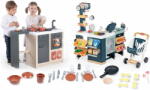 Smoby Set bucătărie cu insulă și magazin Maxi Market Kitchen Island 360° Smoby și frigider cu scanner electronic (SM312601-5) Bucatarie copii