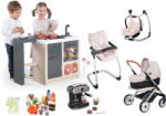 Smoby Set bucătărie insulă cu cărucior Kitchen Island 360° Smoby și aparat de cafea electronic cu scăunel și alimente (SM312601-2) Bucatarie copii