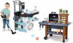 Smoby Set spălătorie cu mașină de spălat cu încărcare frontală și grătar pentru grădină Rowenta Wash&Clean Laundry Smoby cu o bucătărie cu apă curgătoare și un aspirator electronic cu sunete (SM330320-24)