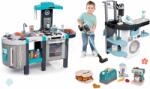Smoby Set spălătorie cu mașină de spălat cu încărcare frontală și bucătărie cu bule magice Rowenta Wash&Clean Smoby și electrocasnice de bucătărie cu aspirator electronic cu sunete (SM330320-21)