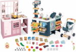 Smoby Set bucătărie electronică și magazin Maxi Market Loft Fleur Pink 360° Smoby cu scanner electronic și cărucior (SM312602-5) Bucatarie copii