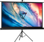 HomCom Összecsukható Projektorvászon 84" 16: 9 Formátum Állítható Állvánnyal, 200x8x118 cm, Fekete
