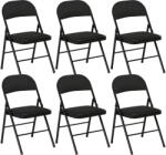 HomCom 6 db-os összecsukható szék szett, modern székek poliészter párnákkal otthonra és irodába, 45x46x78 cm, fekete