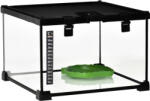 PawHut Emelt Hüllő Terrárium Zárral és Etetőajtóval, 30x30x20 cm, Fekete