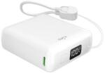 PURO 10000mAh 20W USB-C USB-A külső akkumulátor kijelzővel és beépített USB-C kábellel - fehér