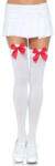 Leg Avenue Nylon Thigh Highs With Bow White / Red