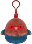 Jazwares Squishmallows kulcstartós plüssfigura, Reed a barna-kék kakas, 9 cm (SQCR00788)