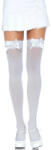 Leg Avenue Nylon Thigh Highs With Bow White / White