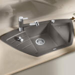 BLANCO Zia 9 E aszimmetrikus Silgranit 93x51 cm mosogató csepegtetővel és távműködtetővel, vulkánszürke 527394 (527394)