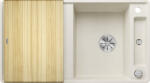 BLANCO Axia III 5 S-F Silgránit mosogató excenterrel, fa vágódeszkával, törtfehér 527041 (527041) - szaniteronline