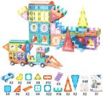 Mamido Set de construcție magnetic colorat cu mașinuțe 139 piese MT1590 (MT1590) Jucarii de constructii magnetice