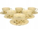 Duo Pillangós csészealj szett, 6 darabos, krémszínű porcelán, arany elemekkel (2080)