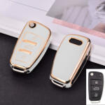  Audi 3 gombos bicskakulcs TPU tok fehér arany (TAU006AFH)
