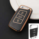 Skoda smart 3 gombos TPU tok fekete arany (TVW051AFK)