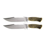 Depox Set de doua cutite vanatoare, lama otel zimtata, DEPOX®, 30 cm, teaca inclusa (0121)