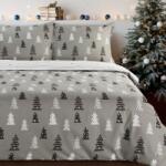 Takoy Karácsonyi flanel ágyneműhuzat-garnitúra 160x200 cm szürke karácsonyfák