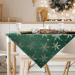 Takoy Karácsonyi bársony asztalterítő 85x85 cm zöld hópelyhekkel
