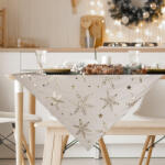 Takoy Karácsonyi bársony asztalterítő 85x85 cm világosszürke hópelyhekkel