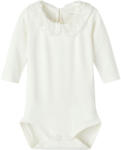 NAME IT Body bebe, fetiță, mâneca lunga, alb cu guler dantela, 56/74 alb/ White Alyssum alb (13A44B)