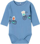 NAME IT Body bebe, băiat, mânecă lungă crem/albastru, biciclete, 56/74 albastru (142716)