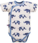 EEVI Body bebe băieți , mânecă scurtă, alb-bleu cu elefanti, 56-62 model elefant brut/albastru (1472E2)